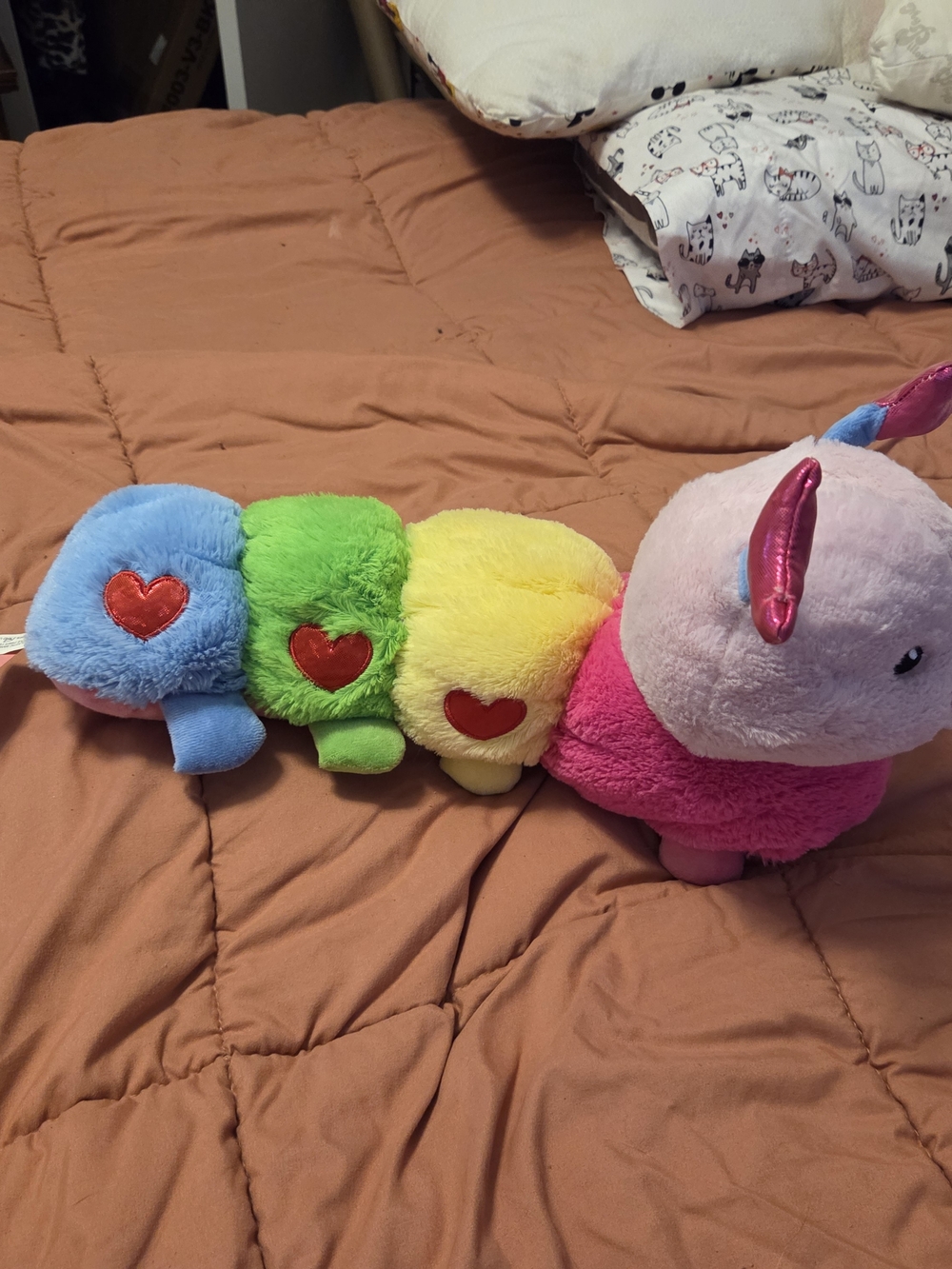 Plush Rainbow Caterpillar Toy - Blue, Green, Yellow, Pink